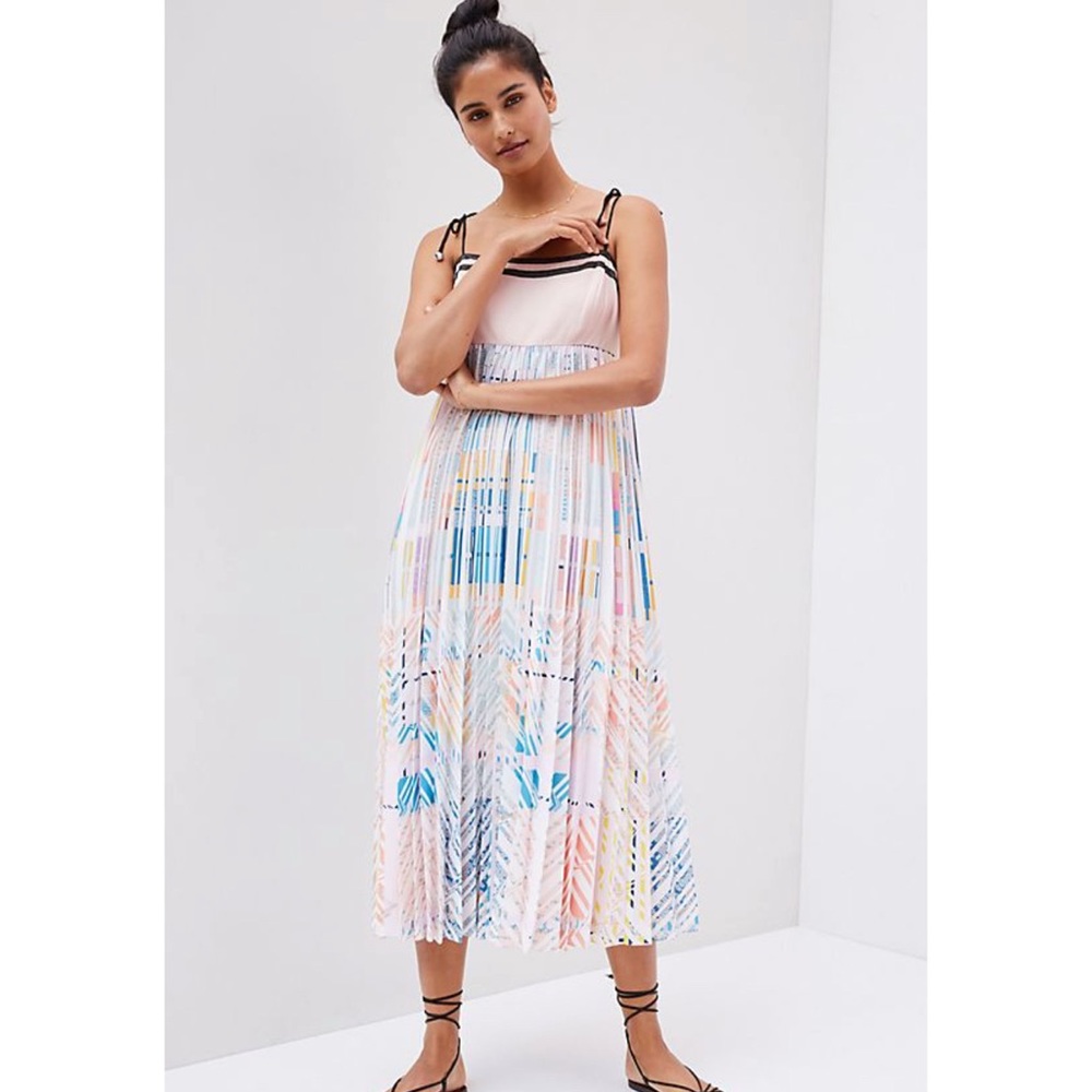 Anthropologie Geisha Designs Pleated Midi Dress